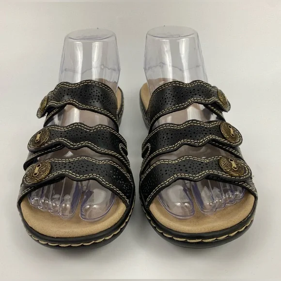Clarks Ultimate Comfort Collection Sandals, Women's US Size 6M, Black Leather - Picture 2 of 11